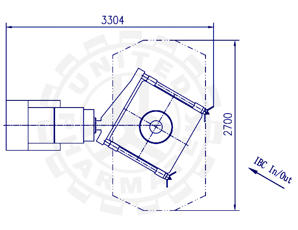 Single Arm Bin Blender Layout Top View