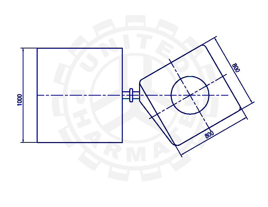 300L Single Arm Bin Blender Layout Top View